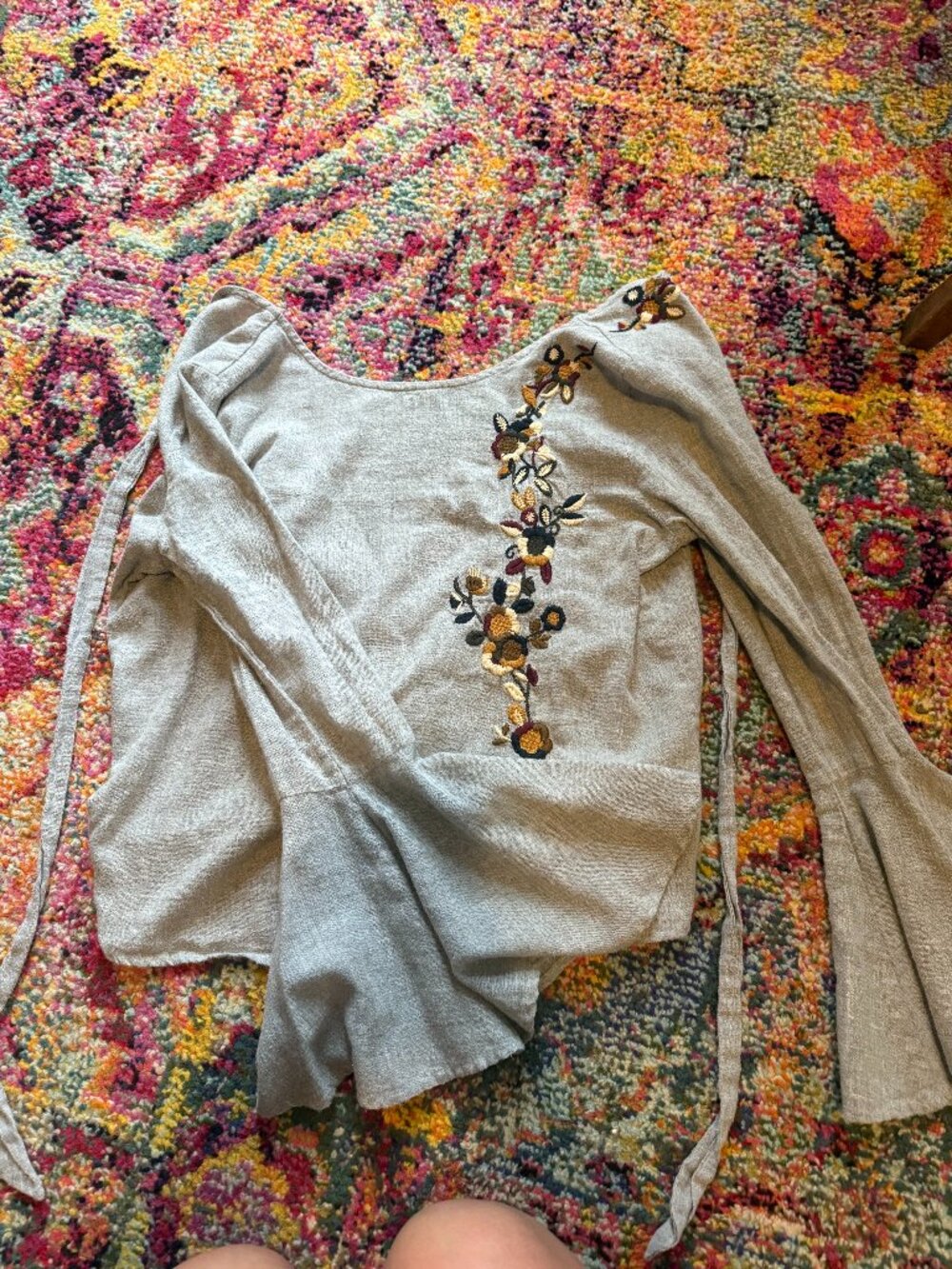 Zara Floral top wide sleeve and open back